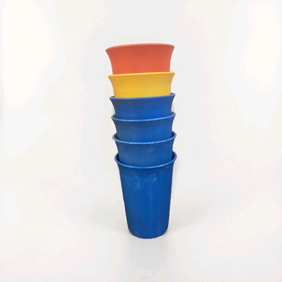 Tupperware Other - Vintage Tupperware Bell Tumblers Kids Cups Model 109 Blue Orange Yellow Lot 6